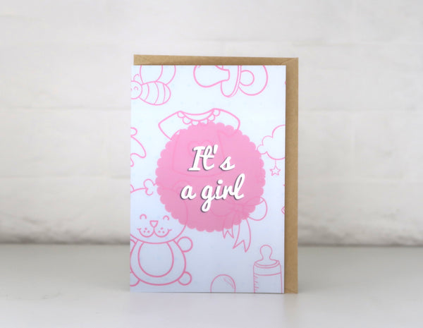 Card - pink girl